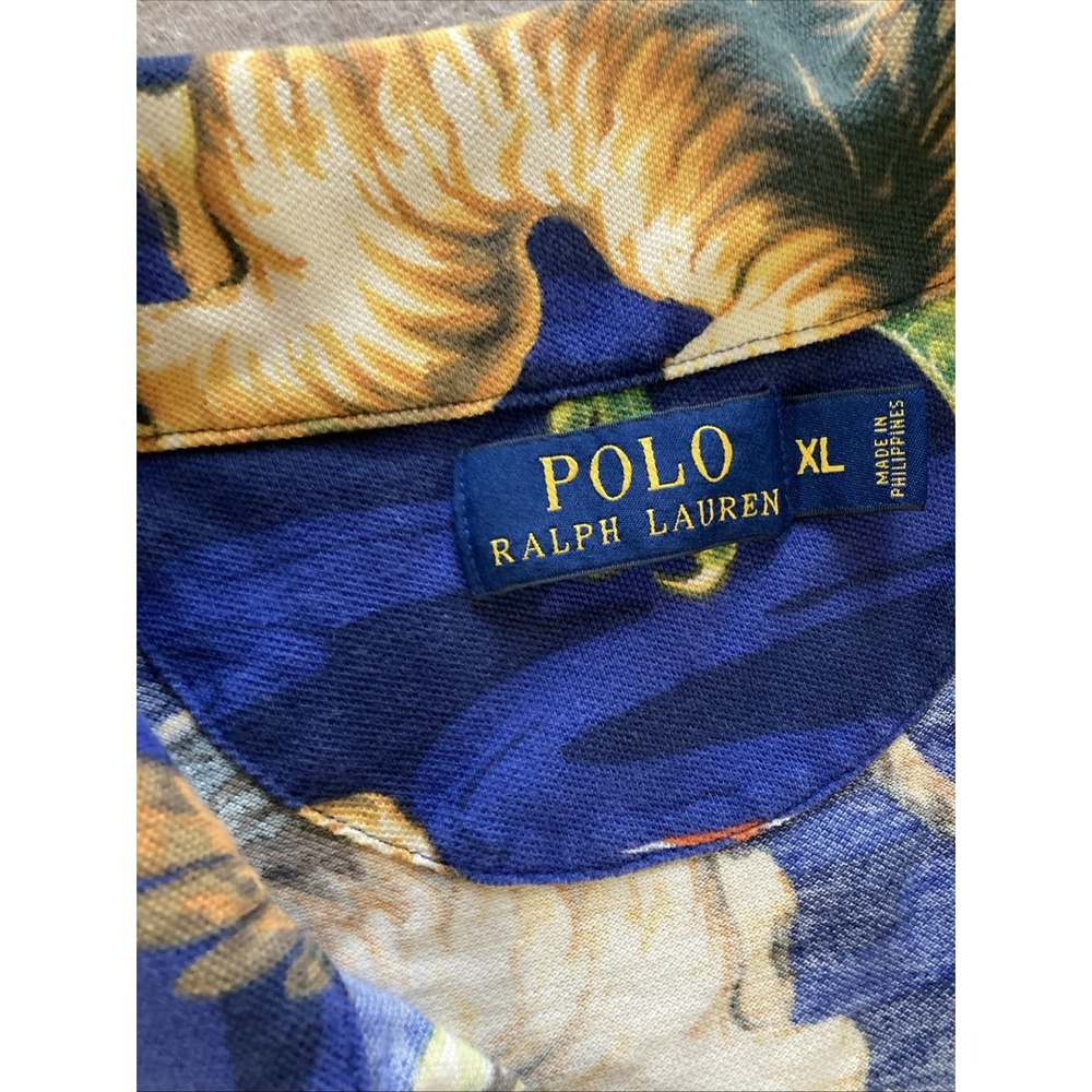 Polo Ralph Lauren Dragon Tiger Eagle All Over Print Polo Shirt Men's Sz XL Blue - Picture 3 of 9